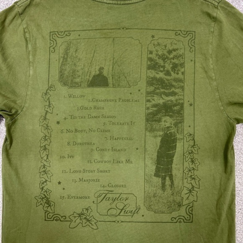 Taylor Swift Evermore Album Long Sleeve T-Shirt Forest Green Ombre Sz Medium - Picture 4 of 9